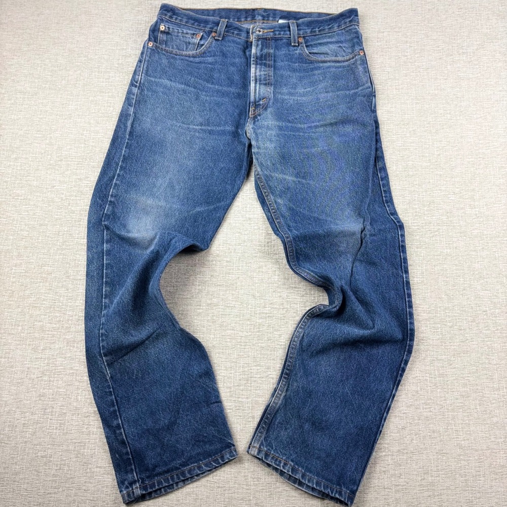 Vintage Levis 505 Mens 36x32 Distressed Jeans Thigh Faded Festival Denim